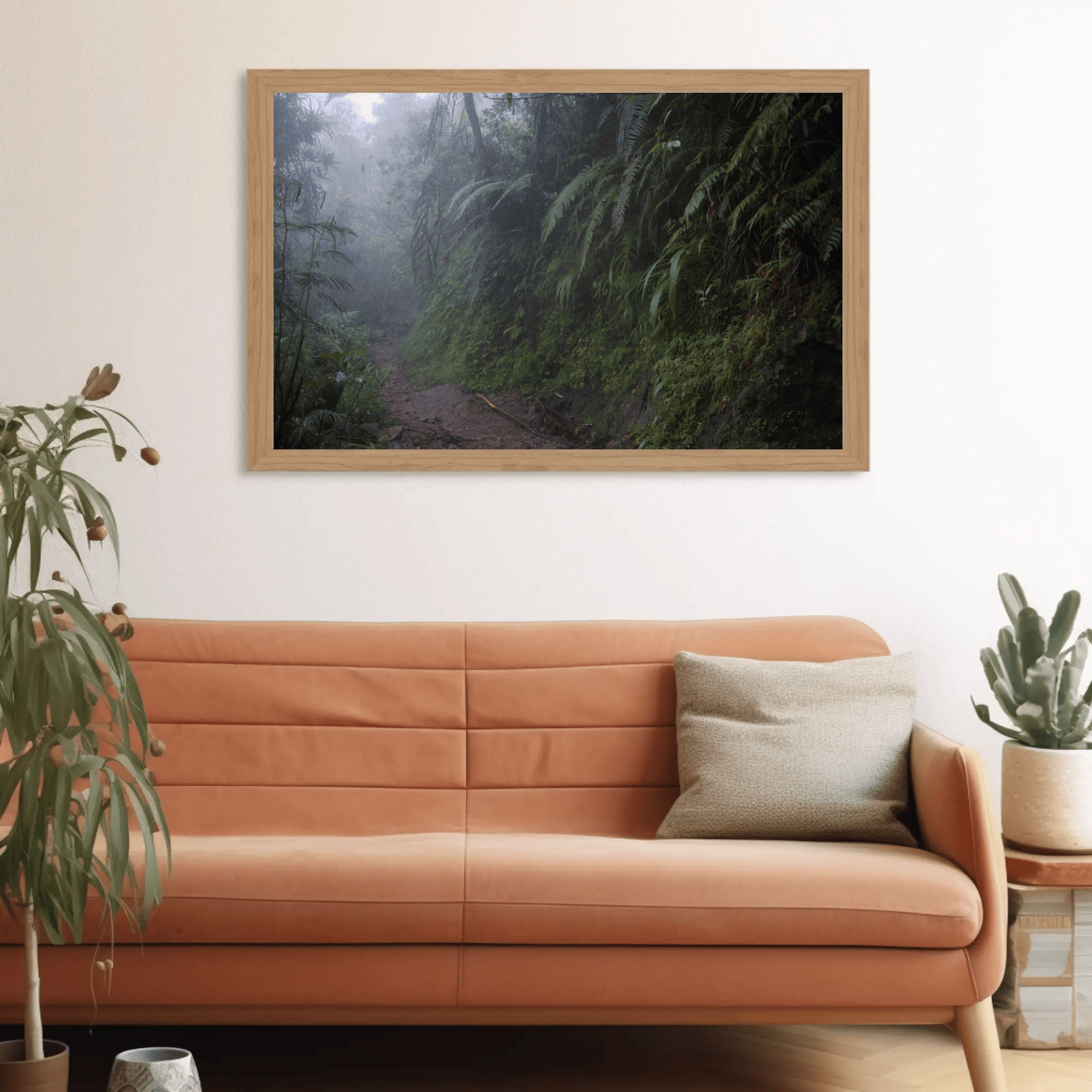 Jungle canvas photo print, Flores Island Waerebo Village mountain hiking road, poster interior mockup_11 | Kevin Winda Wellness