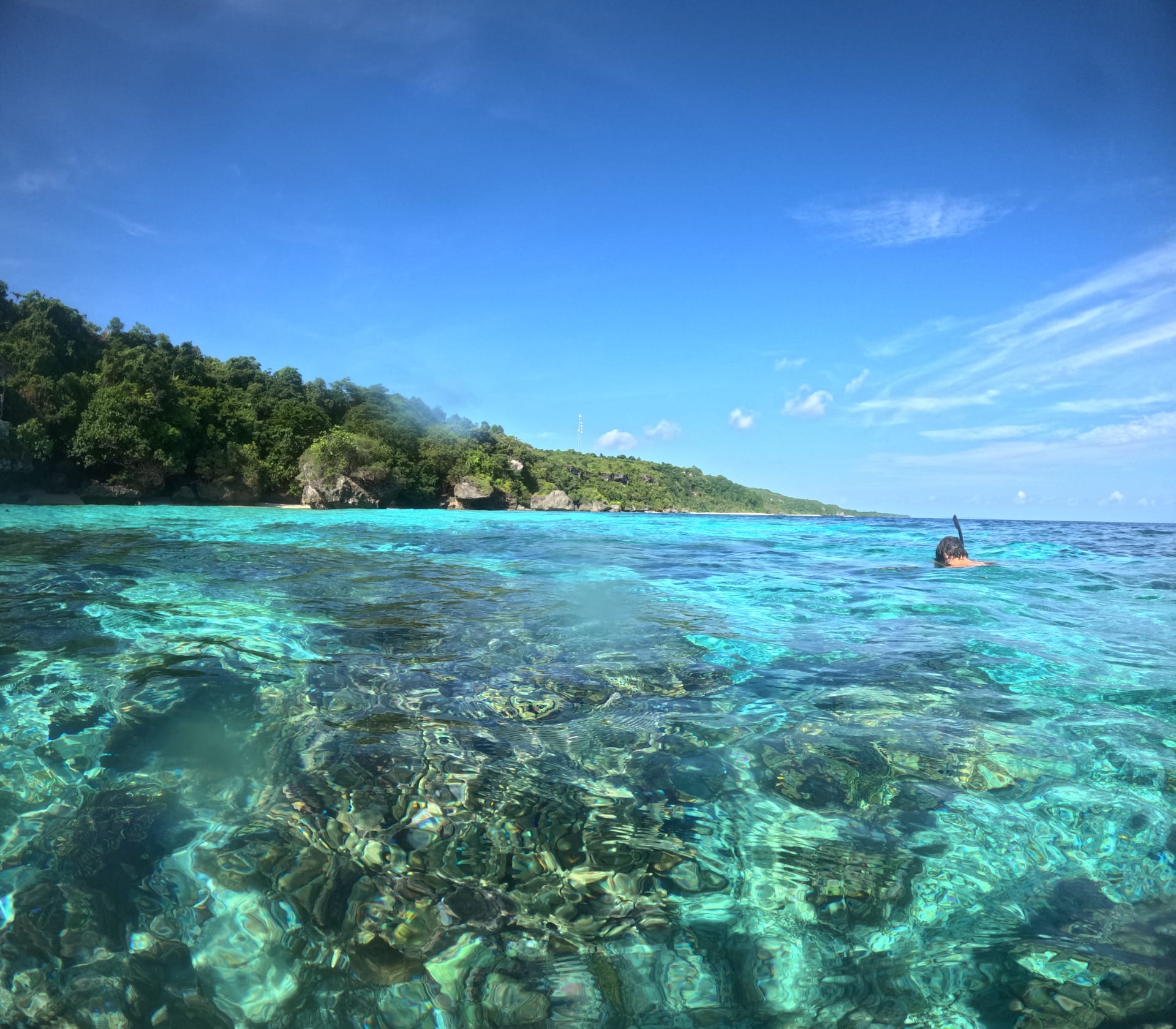 Snorkeller exploring vibrant Wakatobi coral reef