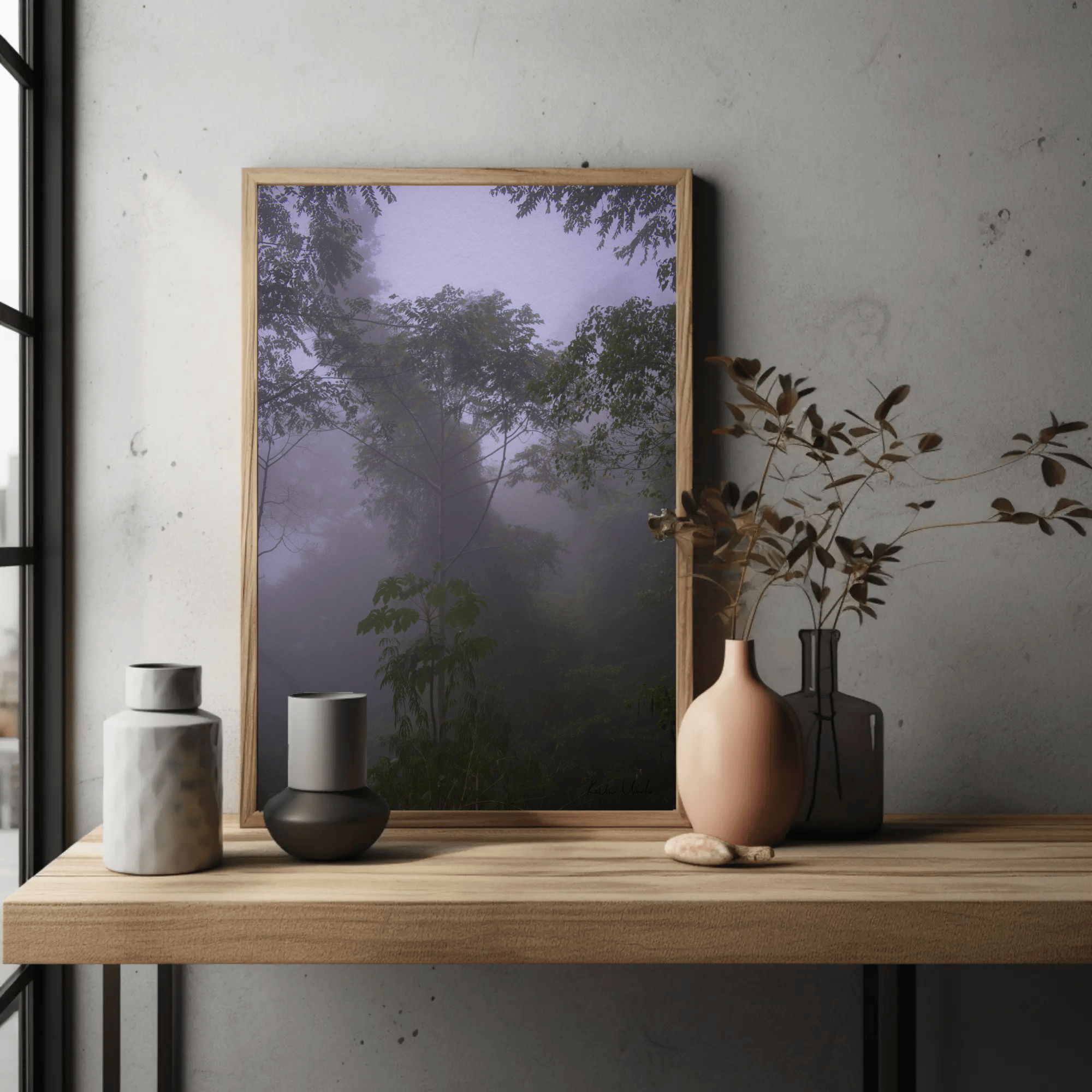 Photo print canvas - foggy jungle, Indonesia, interior mockup 16 | Kevin Winda
