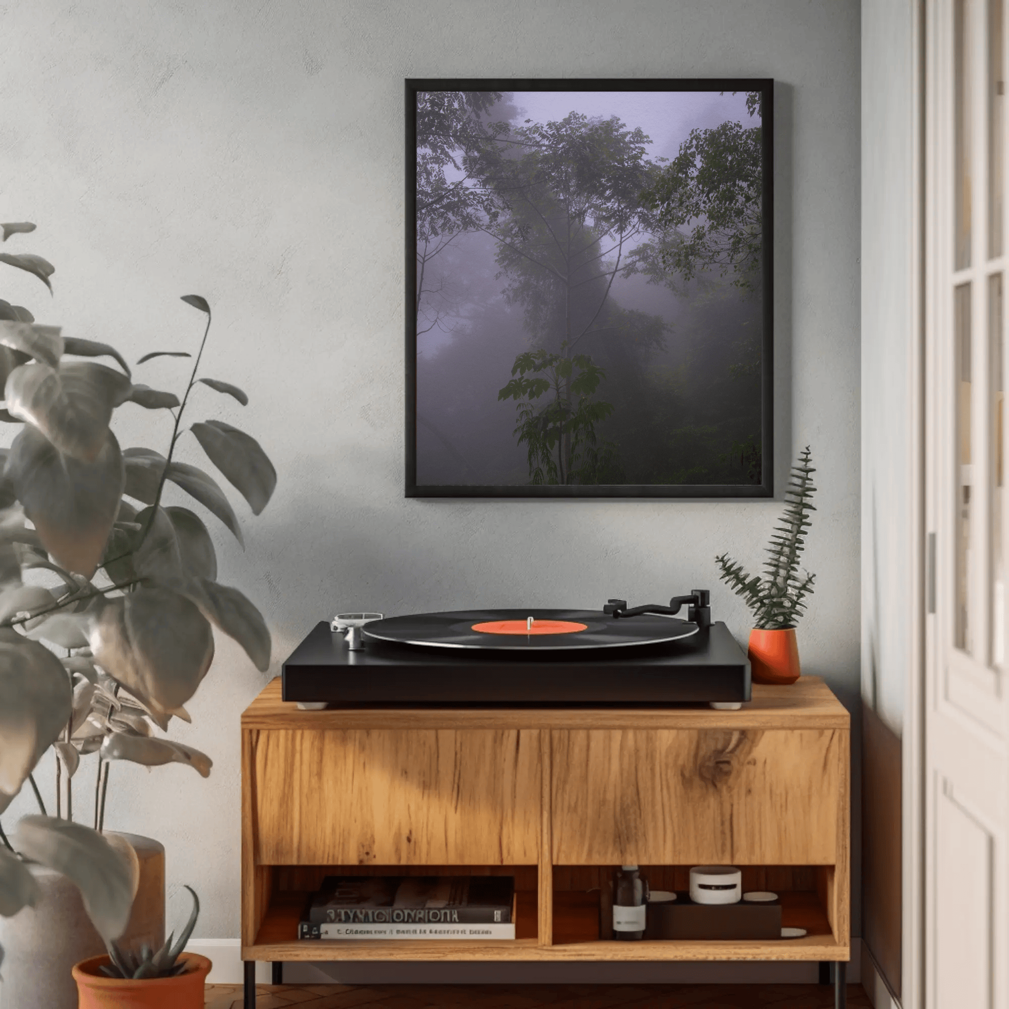 Foggy Jungle high resolution photo print, Flores Island, Indonesia, interior mockup 24 | Kevin Winda