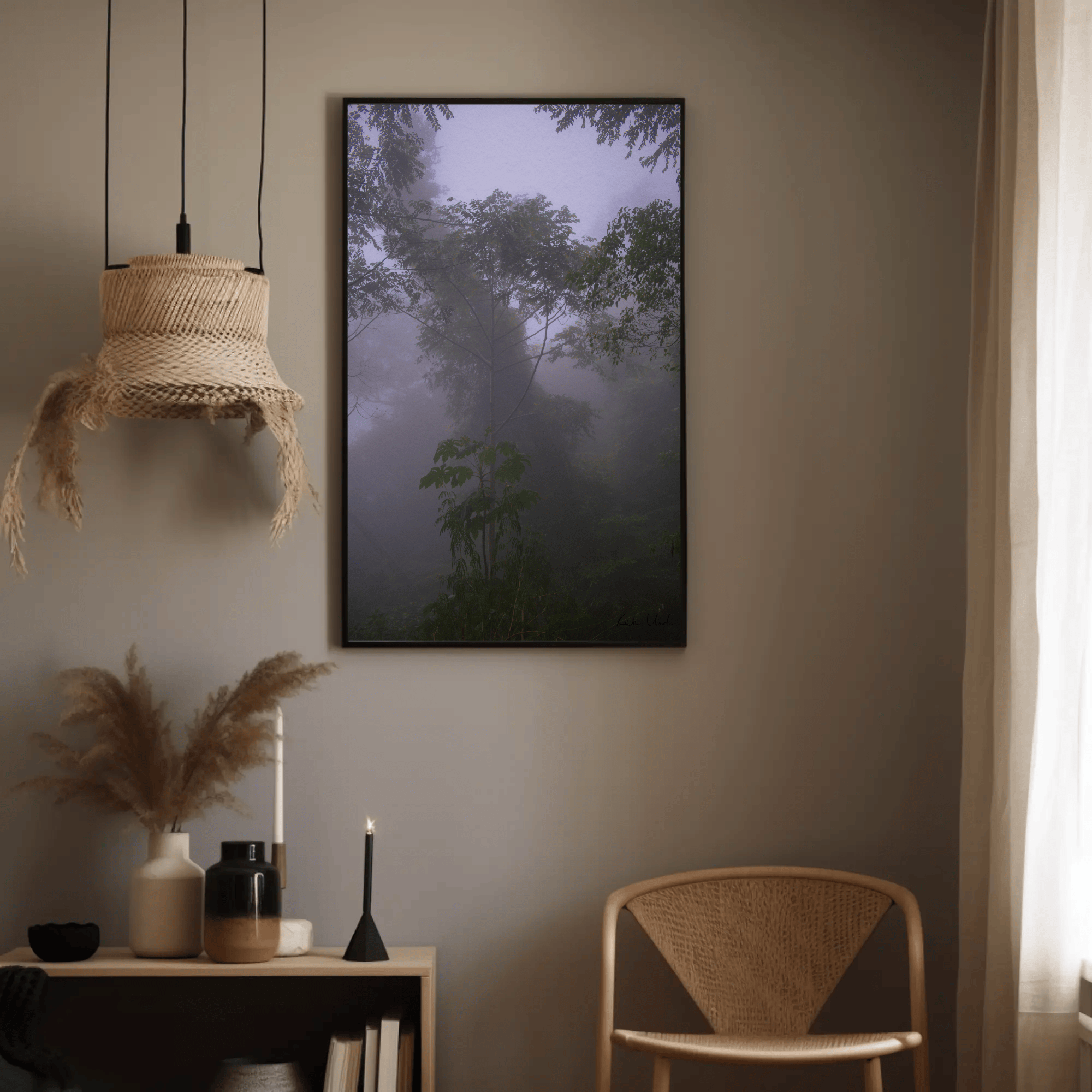 Photo print foggy jungle, Indonesia, interior mockup 17 | Kevin Winda