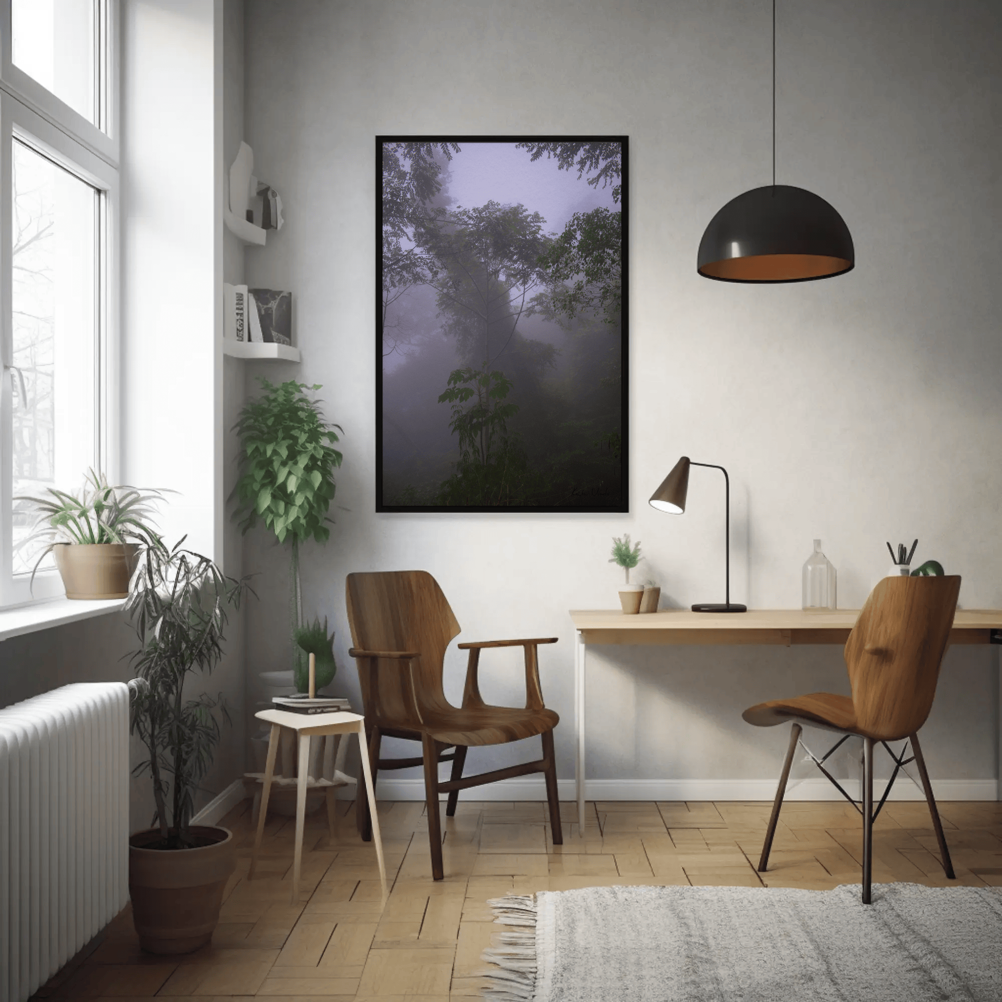 Photo print canvas wall art  - dark foggy jungle mountain trees in Flores, Indonesia, mockup 1 | Kevin Winda Wellness