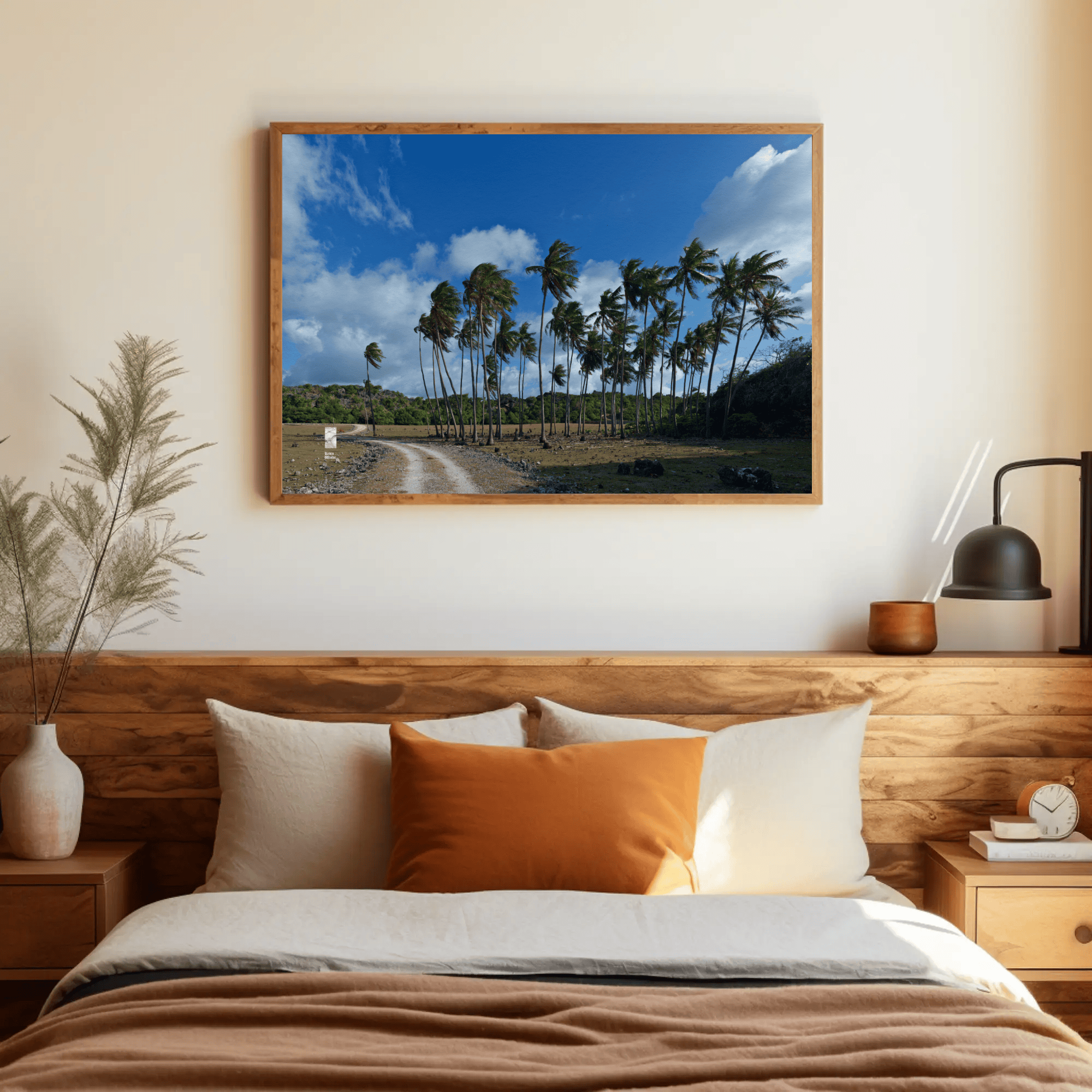 Palm trees canvas Rote Island bedroom mockup_15