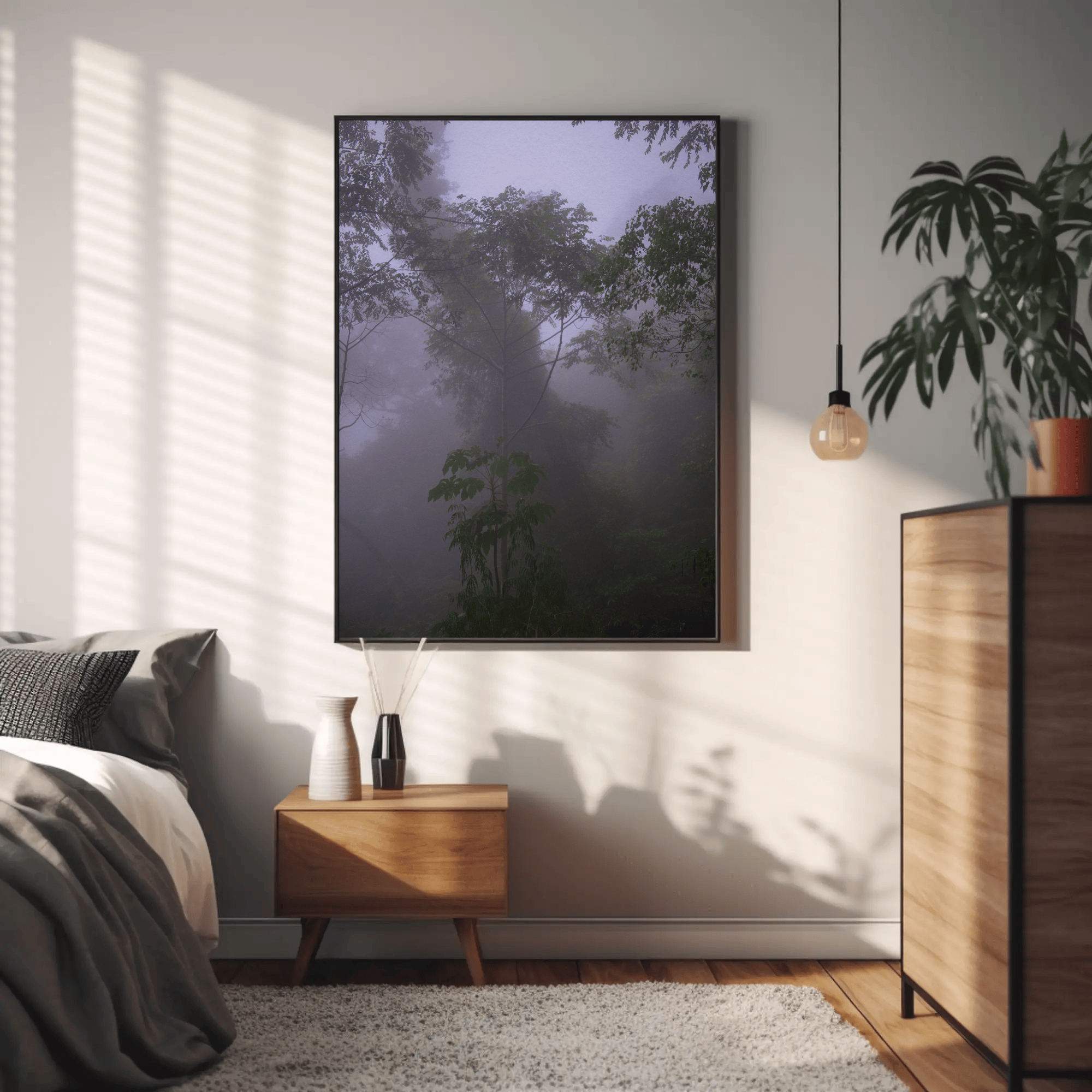 Dark Foggy Jungle high resolution photo print, Flores Island, Indonesia, interior mockup 23 | Kevin Winda
