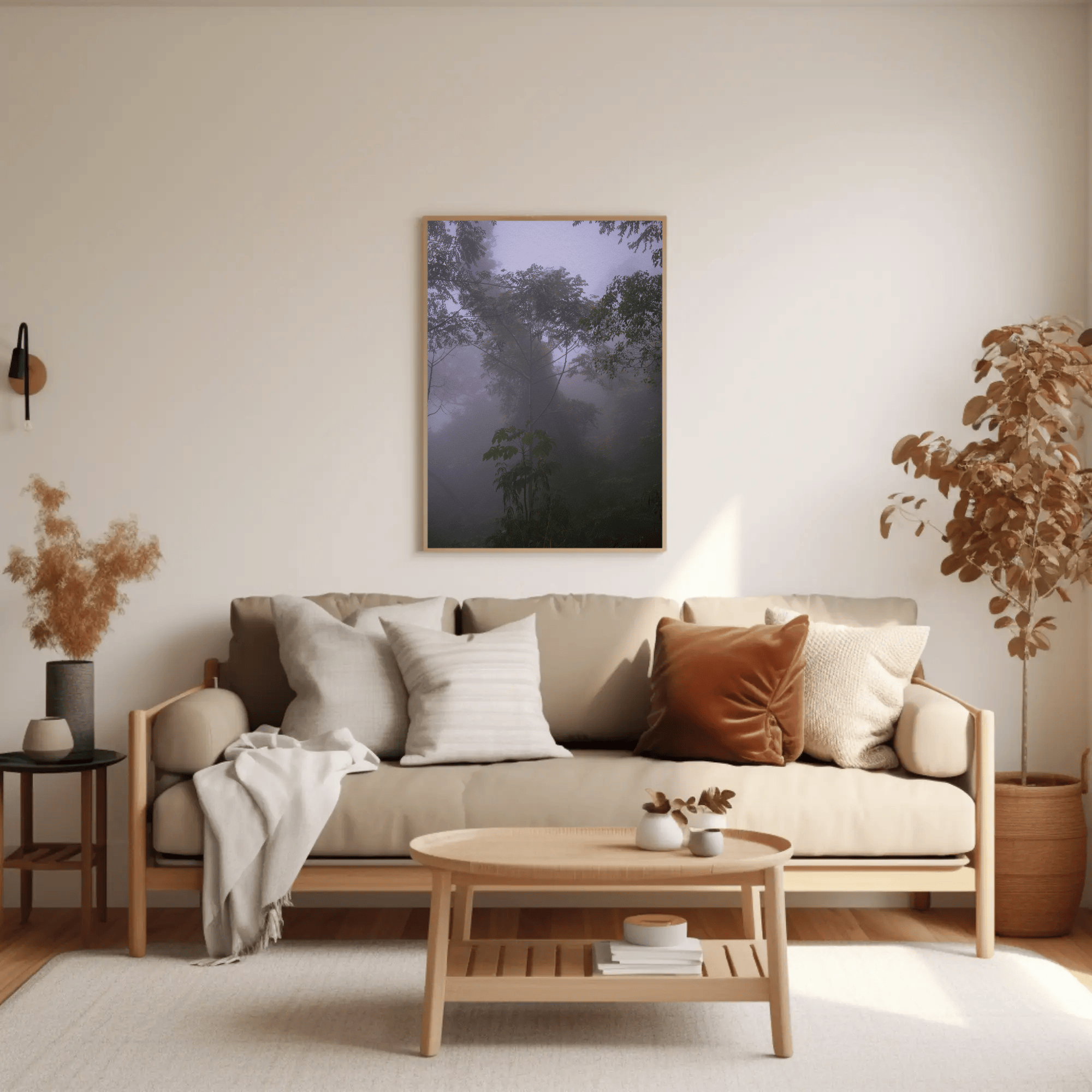 Foggy jungle photo print , Indonesia, interior mockup 18 | Kevin Winda