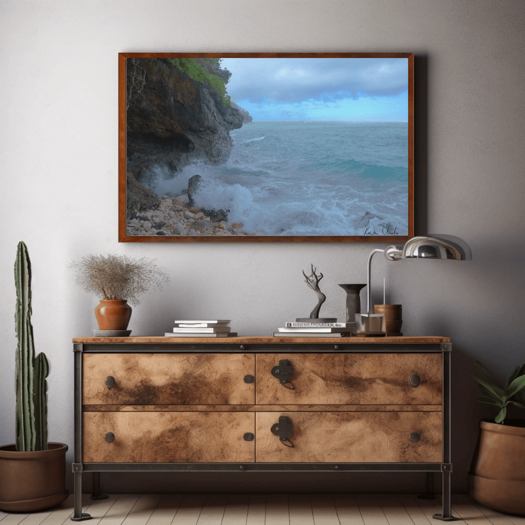 Ocean beach photo print, Bali, Uluwatu, Green Bowl Beach. Landscape Mockup_8 | Kevin Winda Wellness