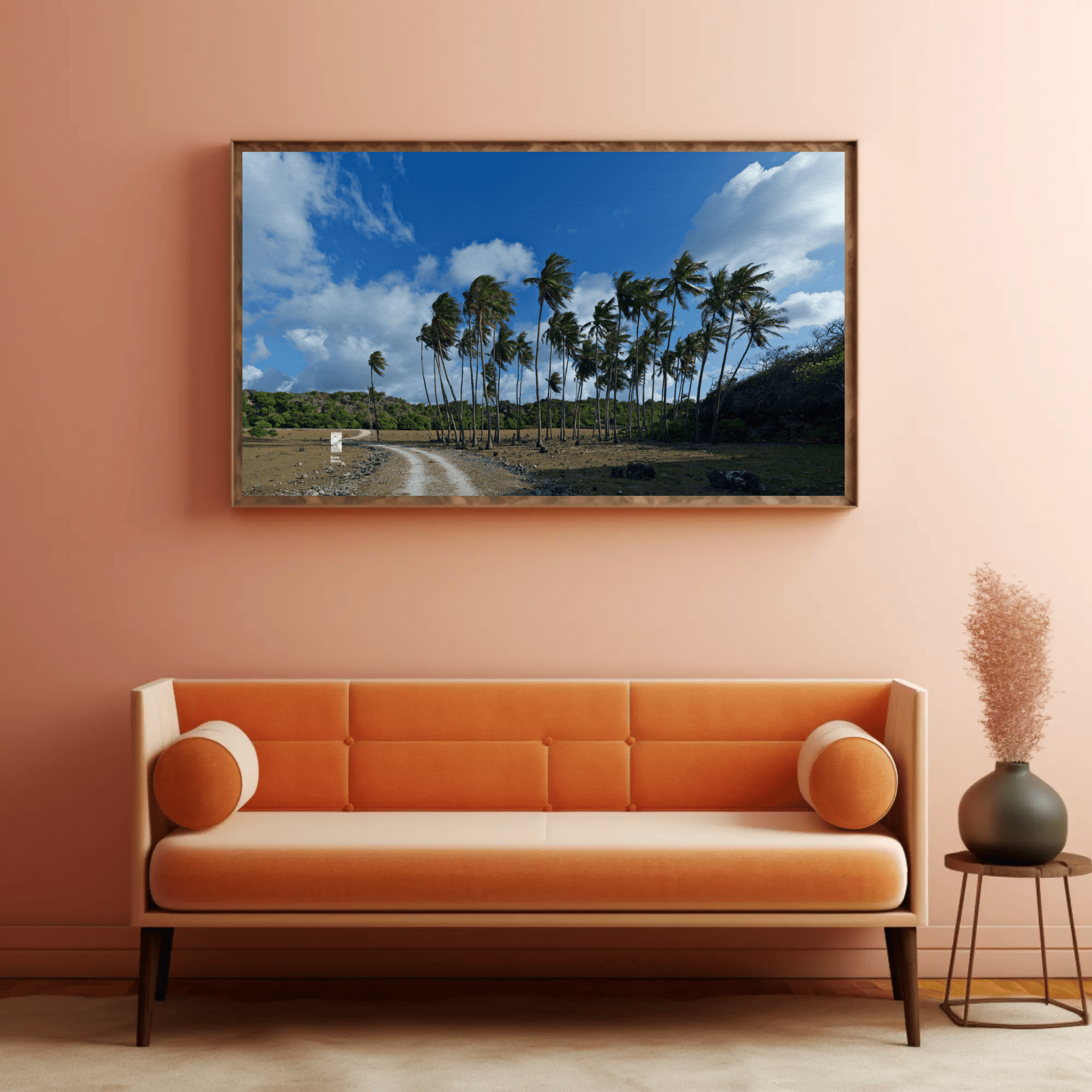 Palm trees canvas Rote Island interior mockup_14