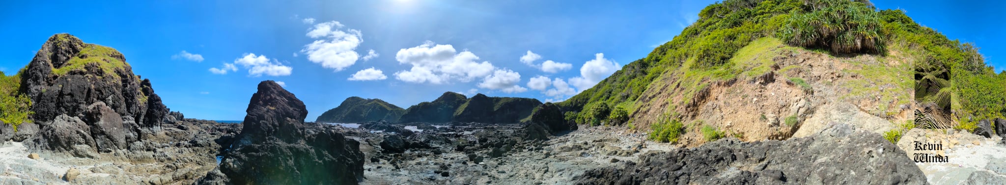 Lombok beach rocks hills panoramic photo | Kevin Winda Wellness nature energy connection